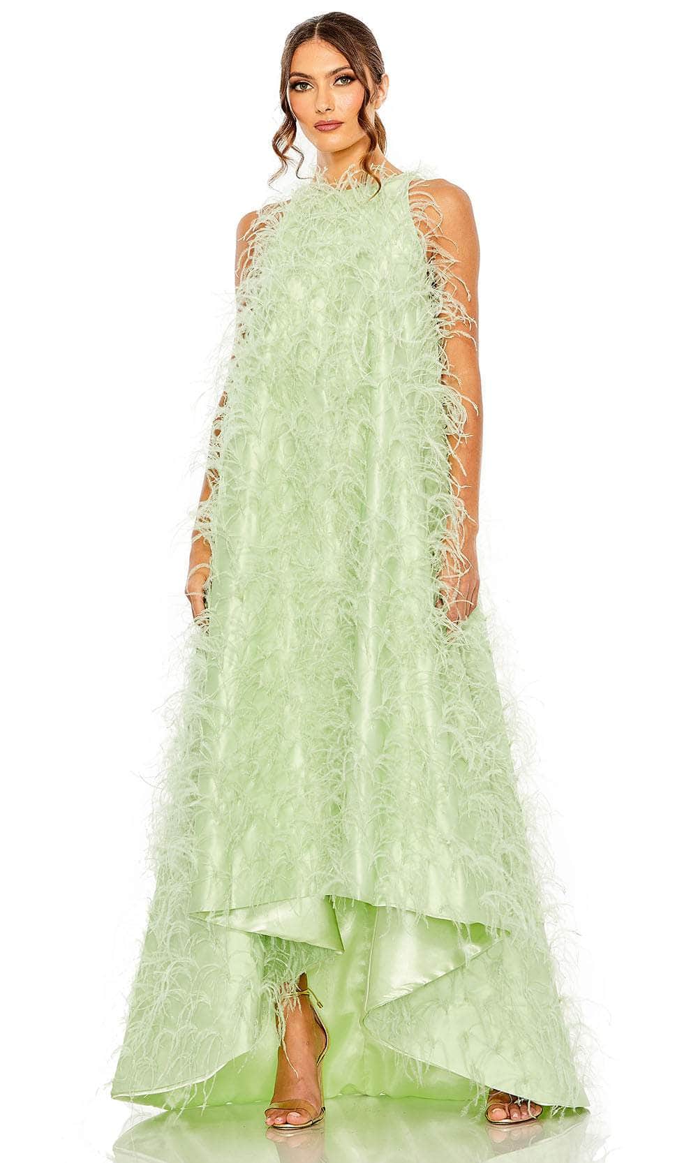 Mac Duggal 11633 - Feathered High-Low Satin Gown Special Occasion Dress