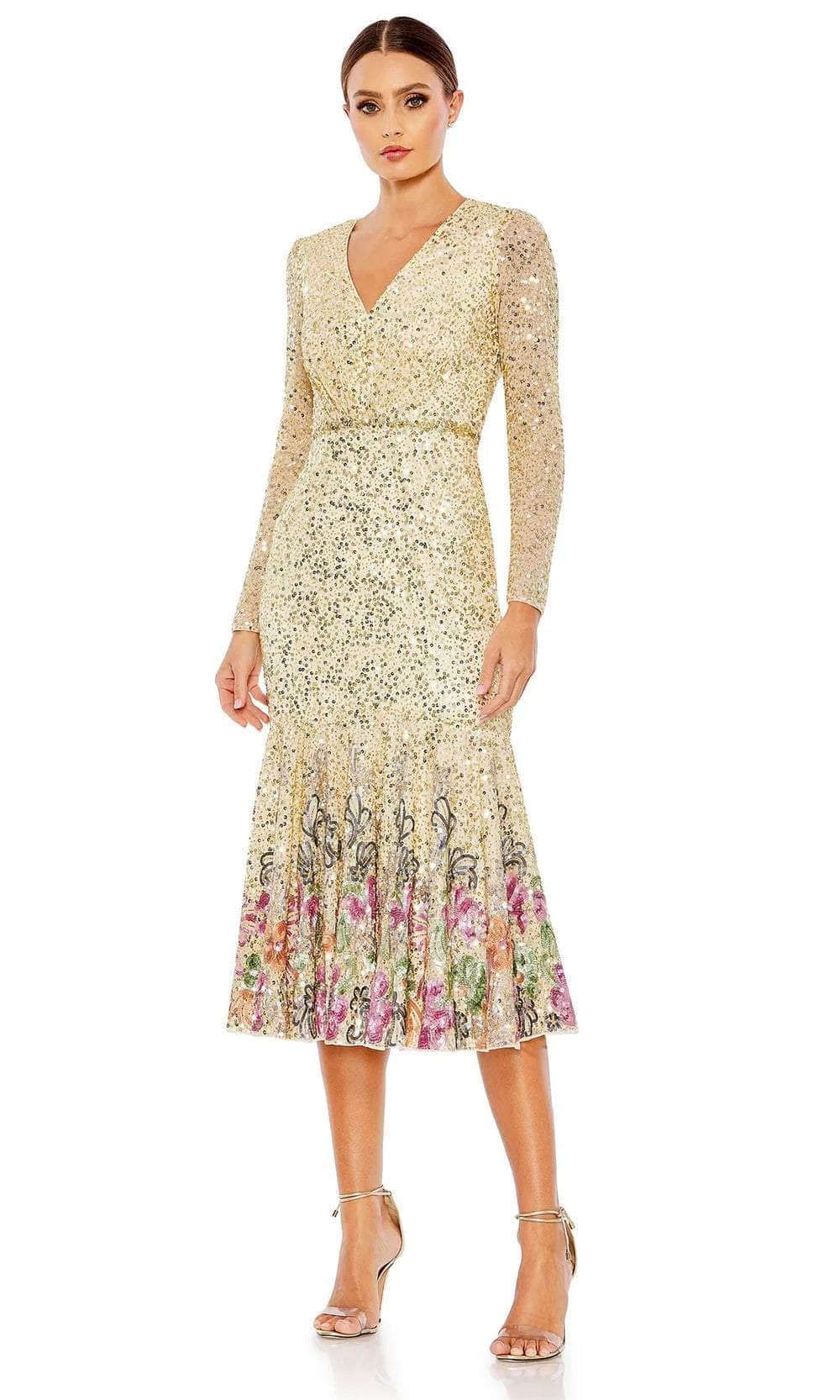 Mac Duggal A5589 - Long Sleeve Sequined Cocktail Dress