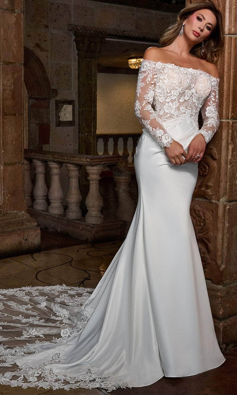Rachel Allan RB3218 - Off Shoulder Lace Wedding Gown