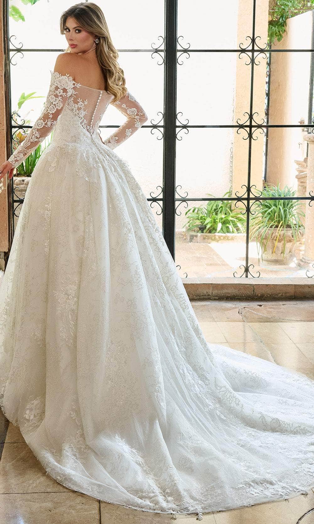 Rachel Allan RB3224 - Off Shoulder Floral Lace Wedding Ballgown