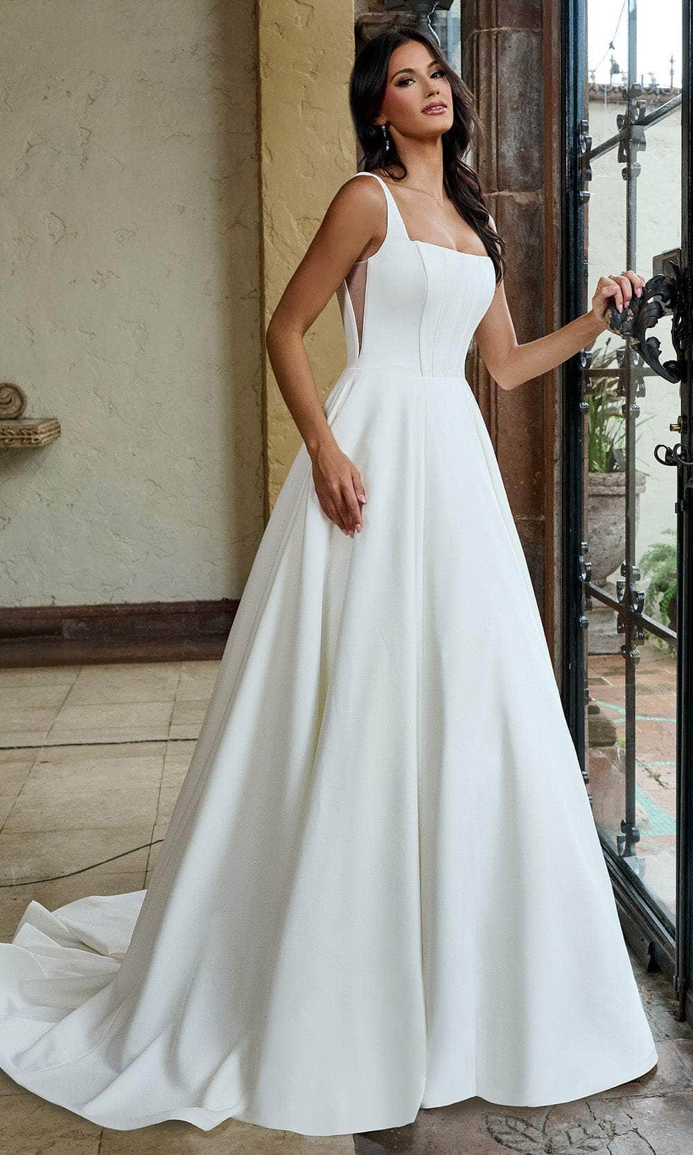 Rachel Allan RB4209 - Classic Crepe A-Line Wedding Gown Bridal Dresses 0 / White