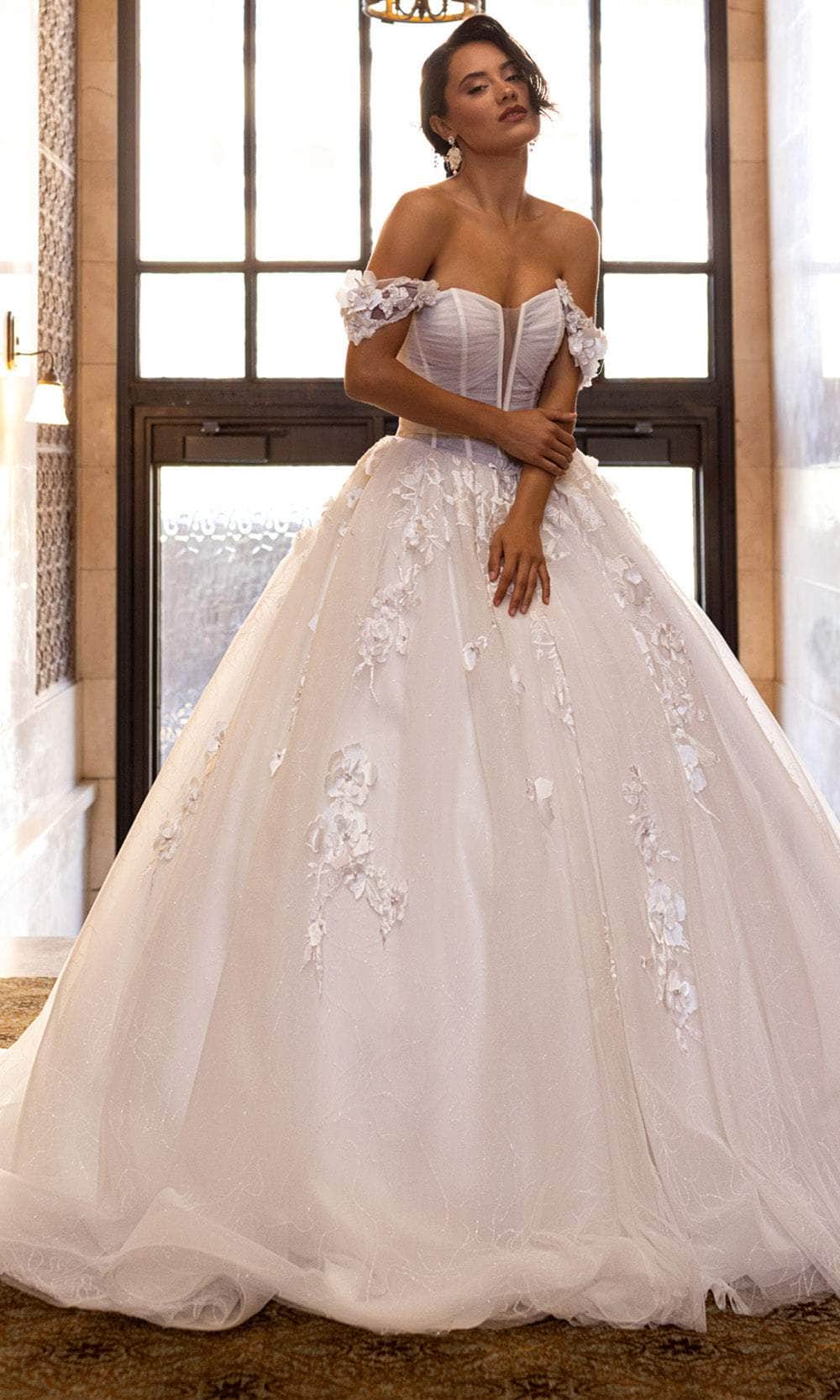Rachel Allan RB6170 - Off-Shoulder Floral Corset Ballgown