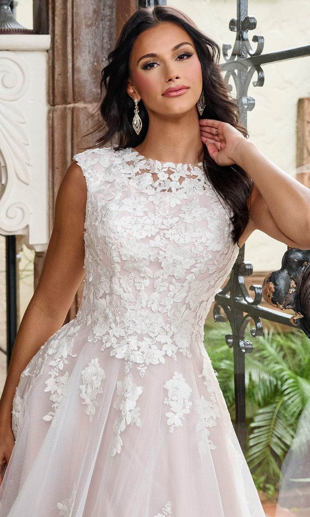 Rachel Allan RB7002 - Floral Lace Cap Sleeve Ballgown